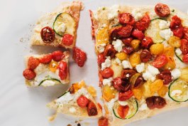Goat Cheese & Ricotta Flatbread with Tomatoes and Zucchini