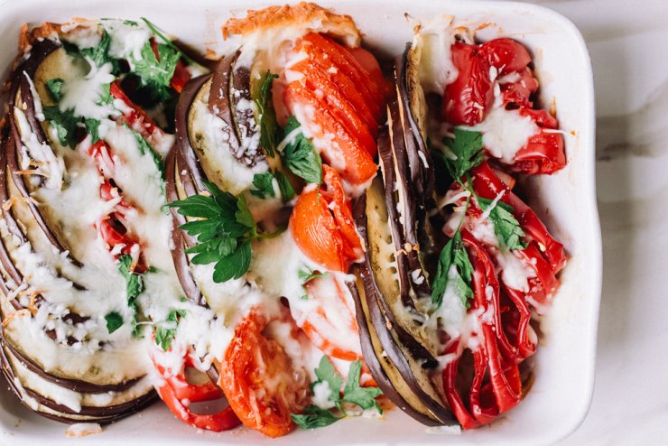 Sliced Tomato & Eggplant Parmesan Casserole