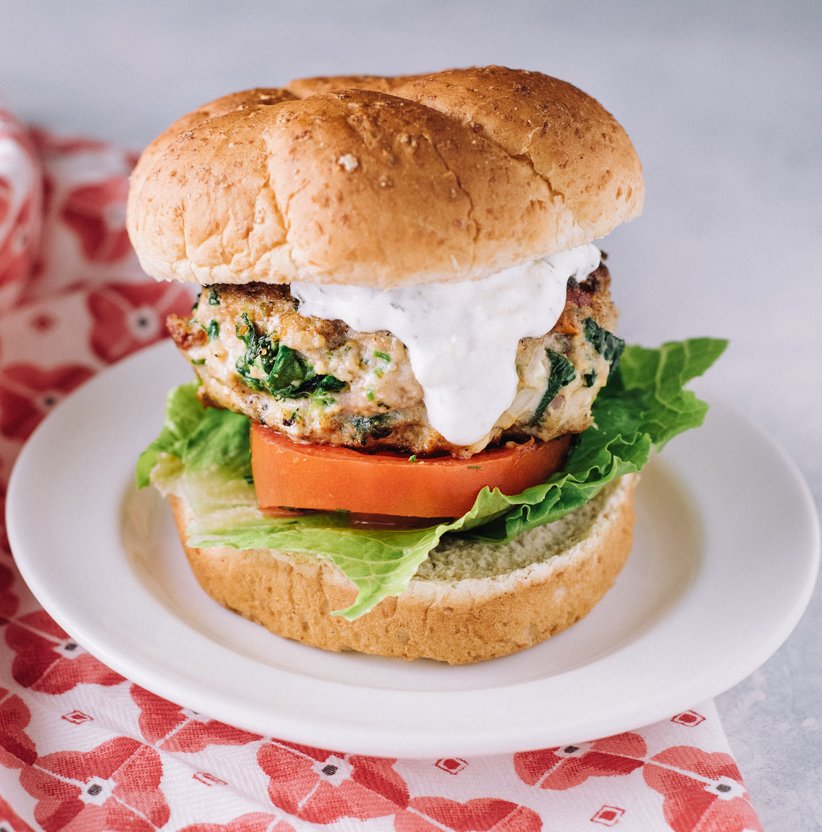 Turkey Burgers With Greek Yogurt Dressing