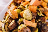 Oven-Roasted Sweet Potatoes and Brussels Sprouts