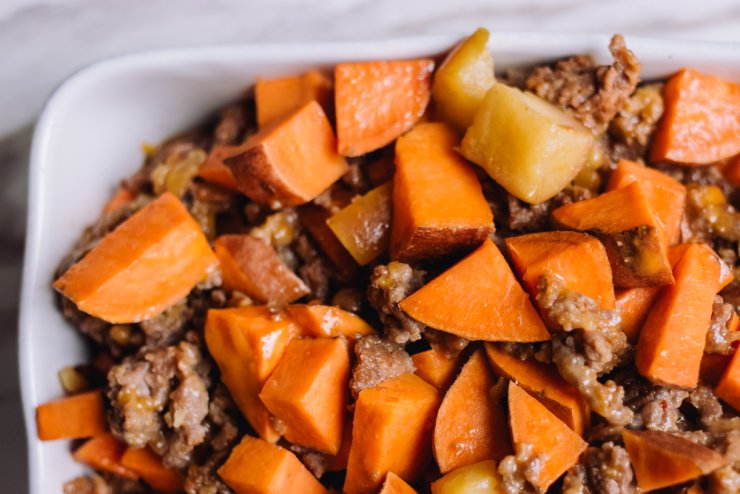 Sweet Potato and Hot Italian Sausage Casserole