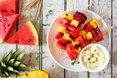 Grilled watermelon and pineapple skewers