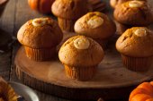 Pumpkin muffins with cream cheese surprise.