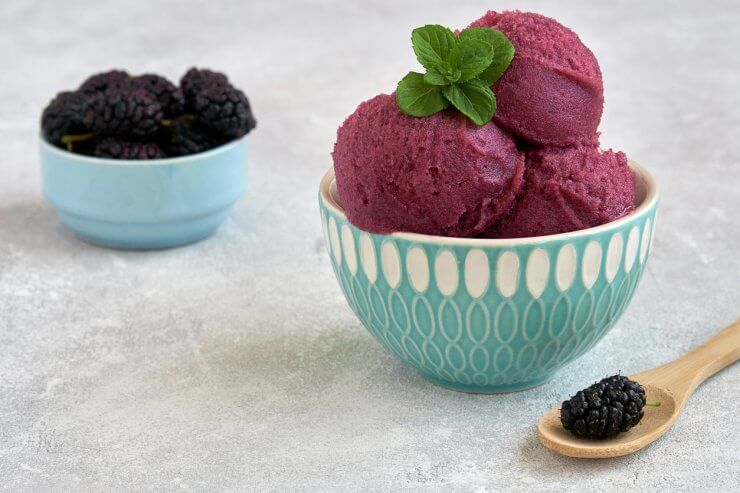 Homemade mulberry ice cream