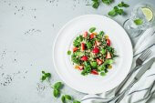 Quinoa, brussels sprouts, and strawberry salad