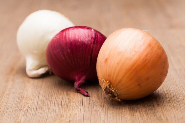 Three varieties of onions
