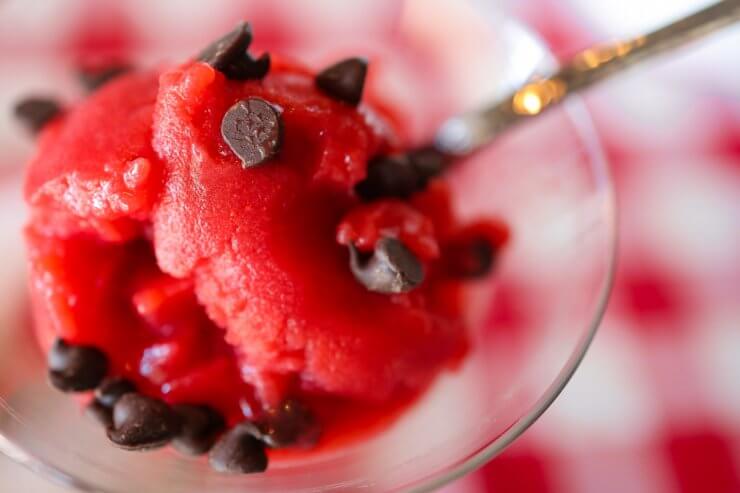 Homemade Strawberry Chocolate Chip Sorbet