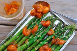 Grilled Rosemary Asparagus with Candied Garlic Kumquats