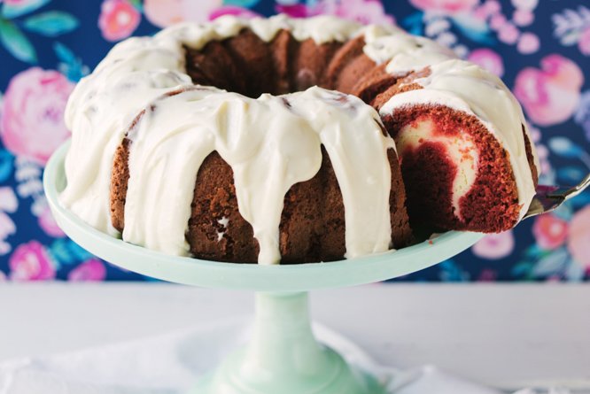 Red Velvet Bundt Cake with Cream Cheese Filling - Sugar Salt Magic