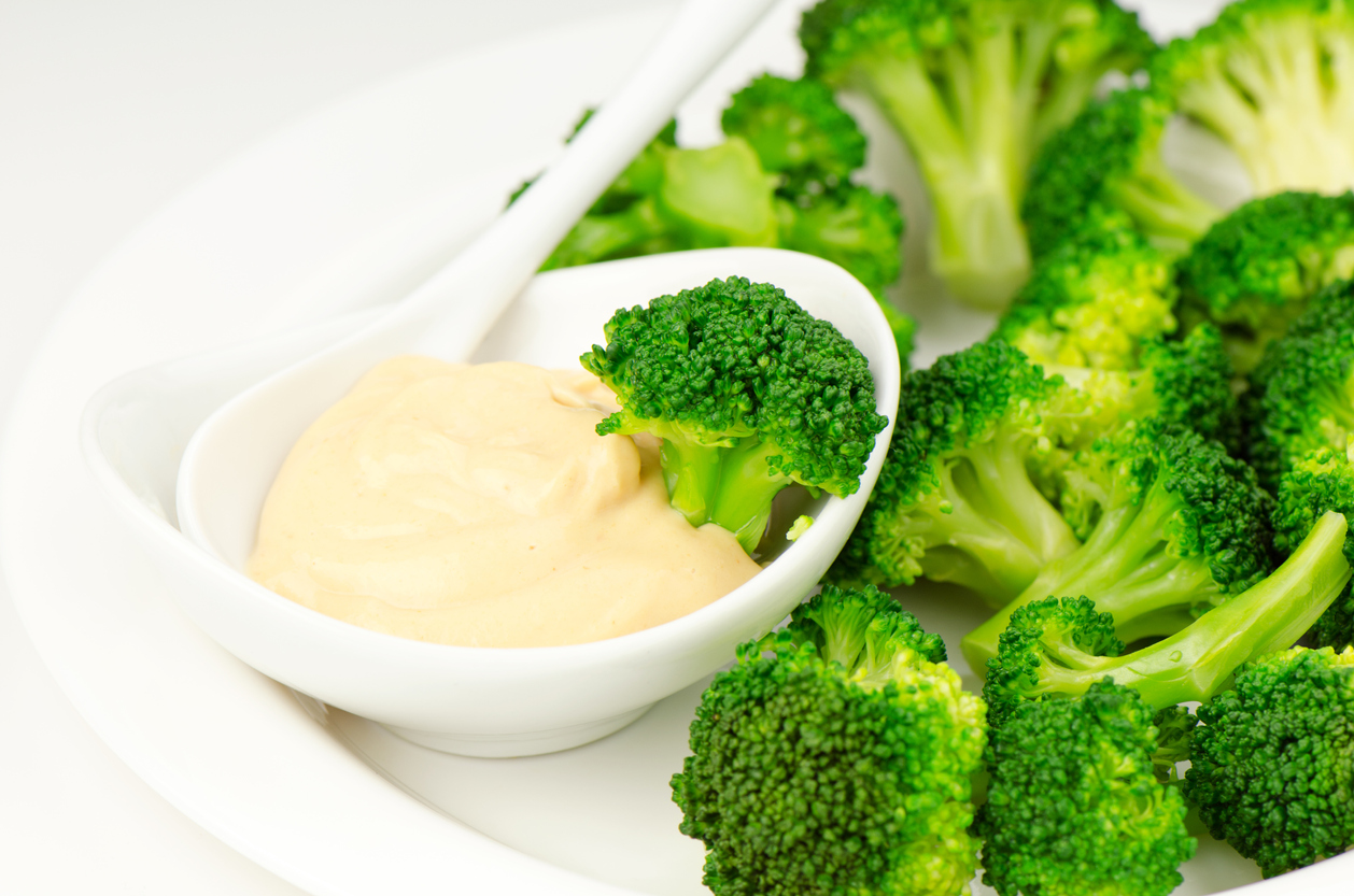Marinated Broccoli with Curry Dip