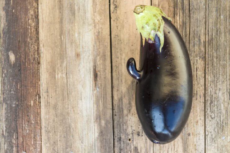 Funny eggplant with nose