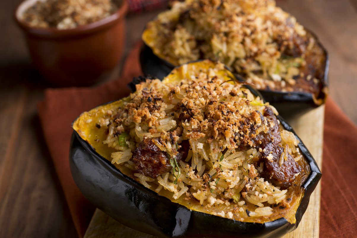 Roasted Stuffed Acorn Squash Food Gardening Network