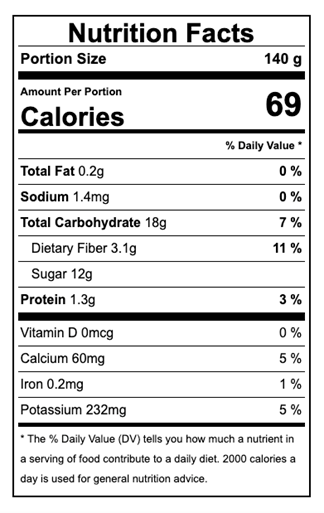 Nutrition Facts Orange