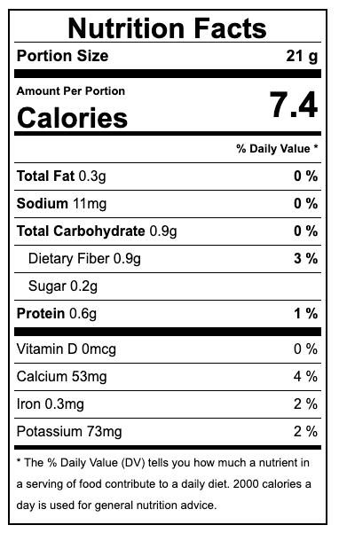 Nutrition Facts Kale