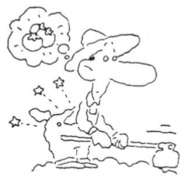 cartoon sketch of gardener working