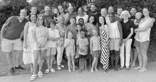 Group photo at beach