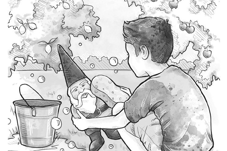 Kid washing Gnome