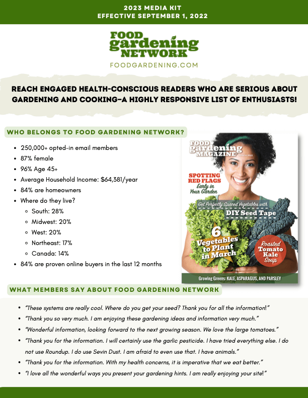 Food Gardening Network’s “Sponsor Our Community” Program: Media Kit