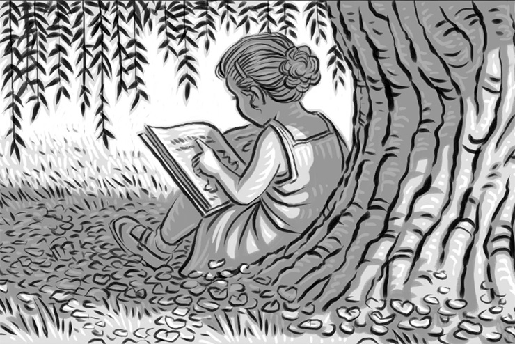 Girl Reading under the tree