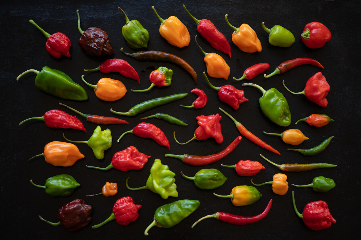 Multiple varieties of hot peppers