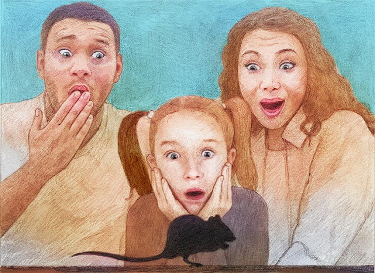 Rat surprised family