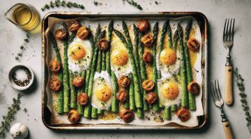 Roasted Asparagus with Baked Sheet Pan Eggs