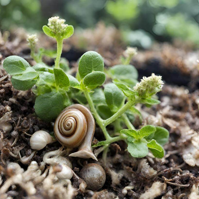 Oregano with snails