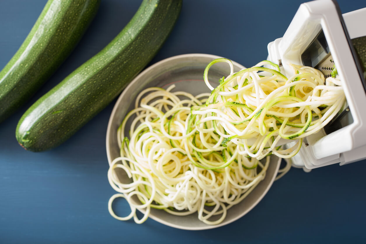 Spiralizing courgette raw vegetable