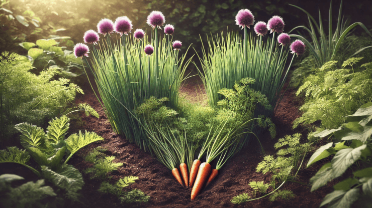 chives carrots companion plants