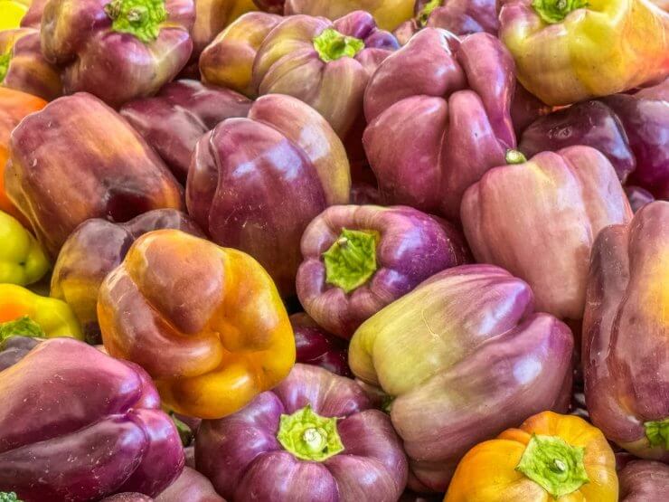 Purple Bell Peppers in the Market