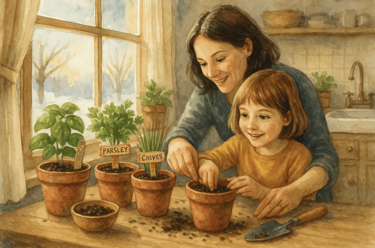 windowsill planting with kids